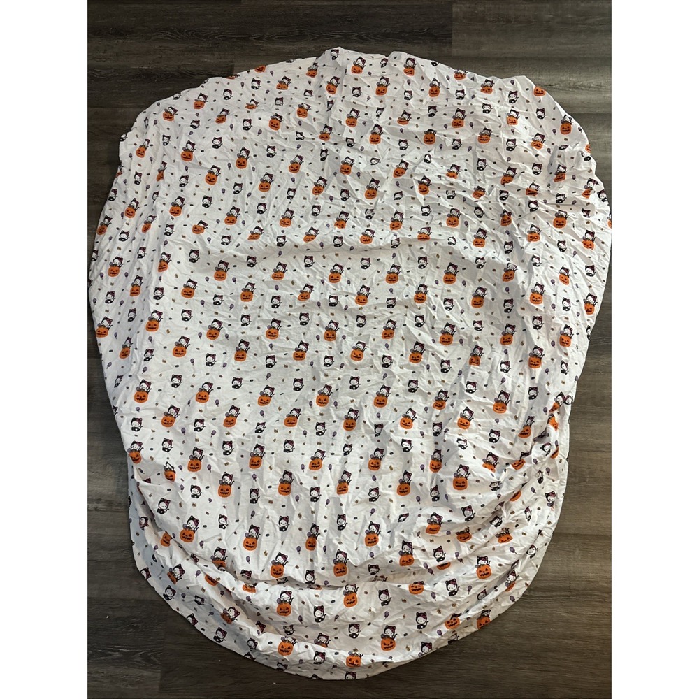 Sanrio Hello Kitty Halloween Full Size Fitted Sheet White Pumpkin Black Cat